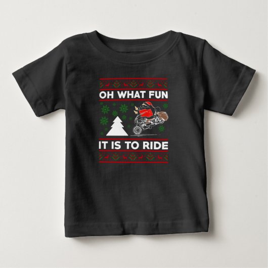 Oh What Fun It Is To Ride Santa Motocross Dirt Bik ベビーTシャツ (正面)