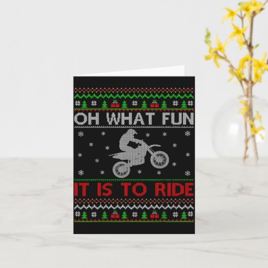Oh What Fun It Is To Ride Xmas Ugly Motocross Chri カード (黄色い花)