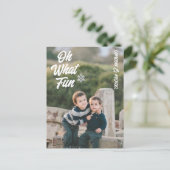Oh What Fun Kids Photo Christmas シーズンポストカード (スタンド正面)