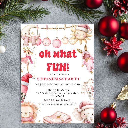 Oh What Fun,Kind Christma Holiday Party Invitation 招待状