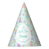Oh What Fun Mint Gingham Nutcracker Birthday パーティーハット (正面)