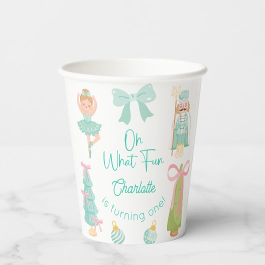 Oh What Fun Mint Nutcracker Birthday 紙コップ (裏面)