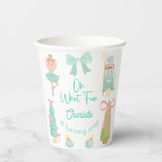 Oh What Fun Mint Nutcracker Birthday 紙コップ (正面)