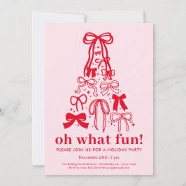 Oh What Fun Modern Pink Red Holiday Party 招待状