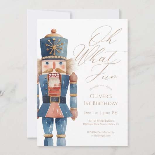 Oh What Fun Nutcracker 1st Birthday Invitation サンキューカード (正面)