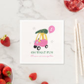 Oh What Fun Pink Christmas Car 1st Birthday Party スタンダードカクテルナプキン (インサイチュ)