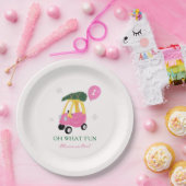 Oh What Fun Pink Christmas Car 1st Birthday Party  ペーパープレート (パーティー)