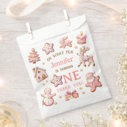 Oh What Fun Pink Cookies Christmas 1st Birthday フェイバーバッグ