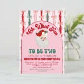 Oh What Fun Pink Santa Christmas 2nd Birthday 招待状 (スタンド正面)