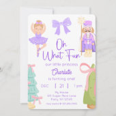 Oh What Fun Purple Nutcracker Birthday 招待状 (正面)