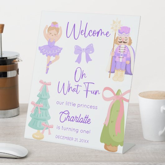 Oh What Fun Purple Nutcracker Birthday Welcome 台座サイン (インサイチュ)