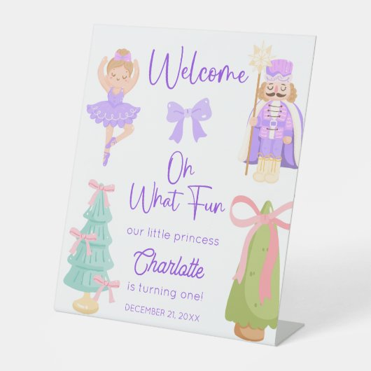 Oh What Fun Purple Nutcracker Birthday Welcome 台座サイン (正面)