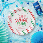 Oh What Fun Red Green Pink Christmas Paper Plate ペーパープレート (パーティー)