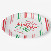 Oh What Fun Red Green Pink Christmas Paper Plate ペーパープレート (アングル)