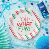 Oh What Fun Red Green Pink Christmas Paper Plate ペーパープレート (パーティー)