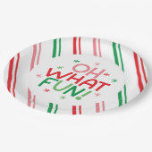 Oh What Fun Red Green Pink Christmas Paper Plate ペーパープレート (アングル)