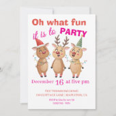 Oh what fun reindeers holidays party  招待状 (正面)