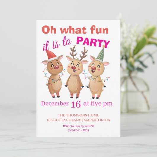 Oh what fun reindeers holidays party 招待状 (スタンド正面)