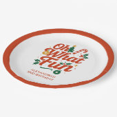 Oh What Fun Retro Christmas Birthday ペーパープレート (アングル)