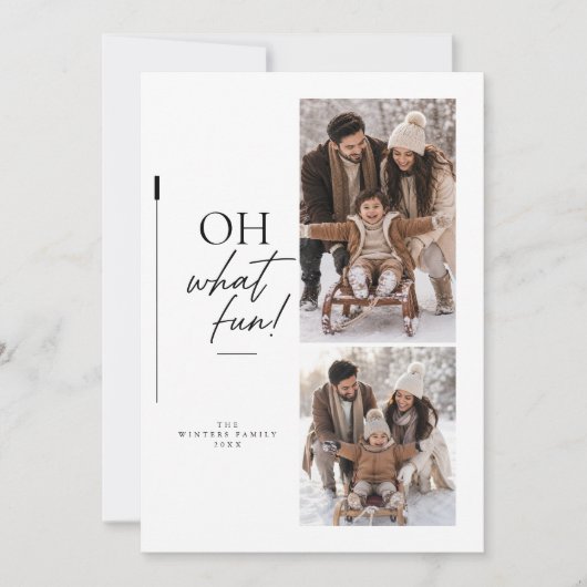 Oh What Fun Script クリスマス 二枚の写真  (正面)