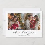 Oh What Fun Script Family Christmas Holiday card シーズンカード (正面)