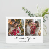 Oh What Fun Script Family Christmas Holiday card シーズンカード (スタンド正面)