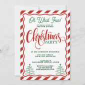 Oh What Fun Striped Whimsical Christmas Party 招待状 (正面)