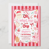 Oh What Fun To Be One Christmas Bow 1st Birthday 招待状 (正面)