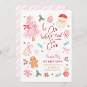 Oh What Fun To Be One Cute Christmas 1st Birthday 招待状 (正面/裏面)