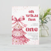 Oh what fun tree christmas girl birthday  招待状 (スタンド正面)