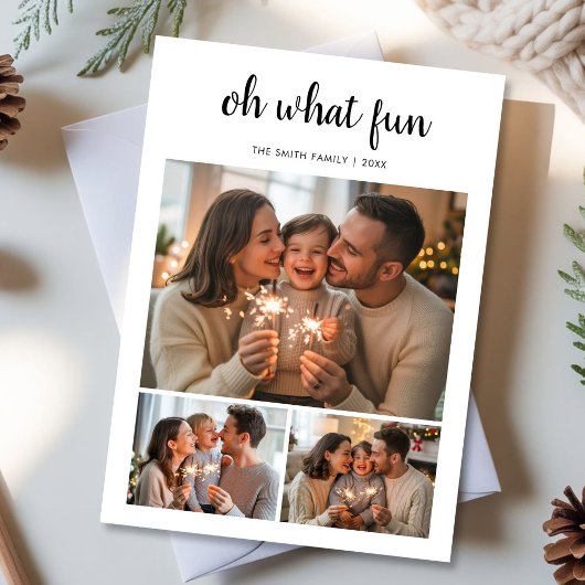 Oh What Fun Typography Script Family Christmas Pho シーズンカード