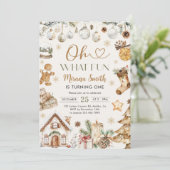 Oh What Fun Watercolor Christmas 1st Birthday 招待状 (スタンド正面)