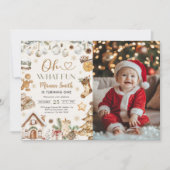 Oh What Fun Watercolor Christmas 1st Birthday 招待状 (正面)