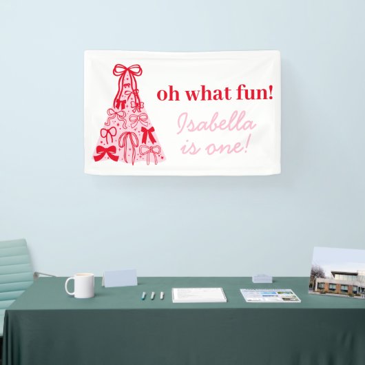 Oh What Fun Winter Bow Girl Birthday Party 横断幕 (トレードショー)
