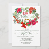 Oh What Fun Wreath Christmas Birthday Party  Invit 招待状 (正面)