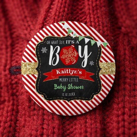 "Oh What Joy, It's A Boy!" クリスマスベビーシャワー 缶バッジ