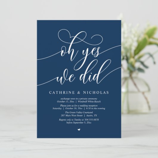 Oh Yes, We Did, Modern Script Wedding Reception 招待状 (スタンド正面)