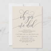 Oh Yes, We Did, Modern Wedding Elopement Dinner 招待状 (正面)