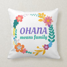 Ohanaは家族|の装飾用クッションを意味します