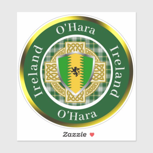O'Hara Irish Shield/Celtic Cross Personalized シール (シート)