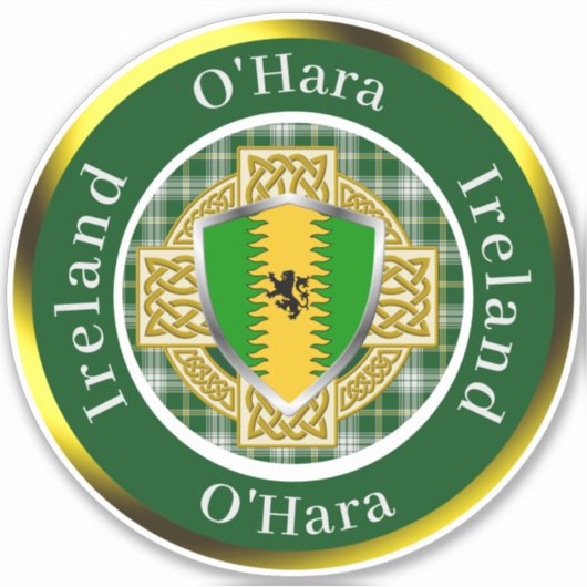 O'Hara Irish Shield/Celtic Cross Personalized シール (正面)