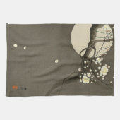 Ohara Kosonのヴィンテージによる夜のプラム花 キッチンタオル (横)