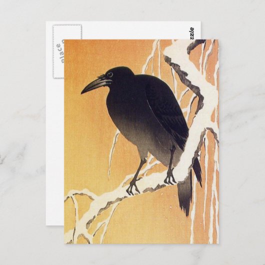 Ohara Kosonのヴィンテージによる枝のカラス ポストカード (正面/裏面)