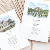 Oheka Castle New York Watercolor Wedding 招待状