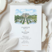 Oheka Castle New York Watercolor Wedding 招待状