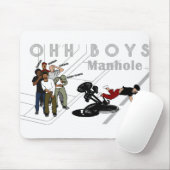 OHH BOYS – 自転車に乗った男がマンホールに当たる マウスパッド (マウス)