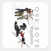 OHH BOYS – 自転車に乗った男がマンホールを襲うケースメイトiP スクエアシール (正面)