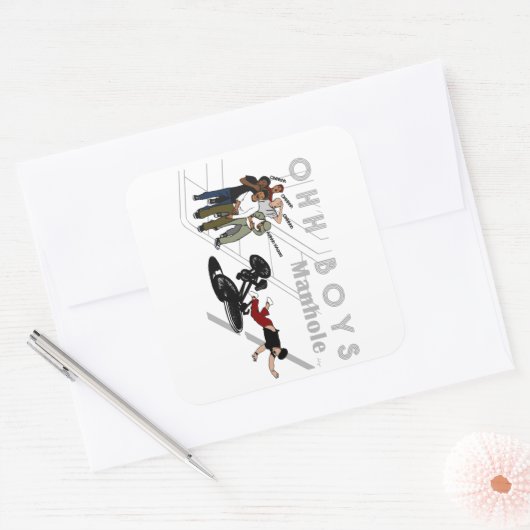 OHH BOYS – 自転車に乗った男がマンホールを襲うケースメイトiP スクエアシール (封筒)