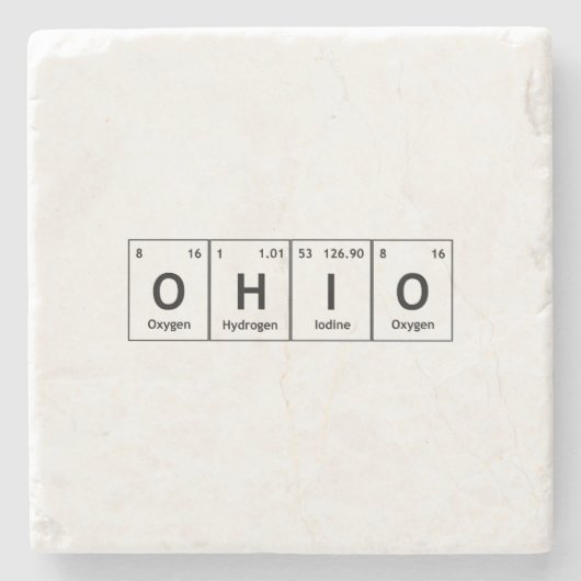 OHIO周期表要素ワード化学シンボル ストーンコースター (正面)
