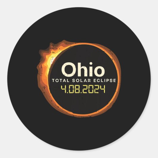 Ohio 太陽の Eclipse 2024トータリティ4月8日メンズウィメンズ ラウンドシール (正面)